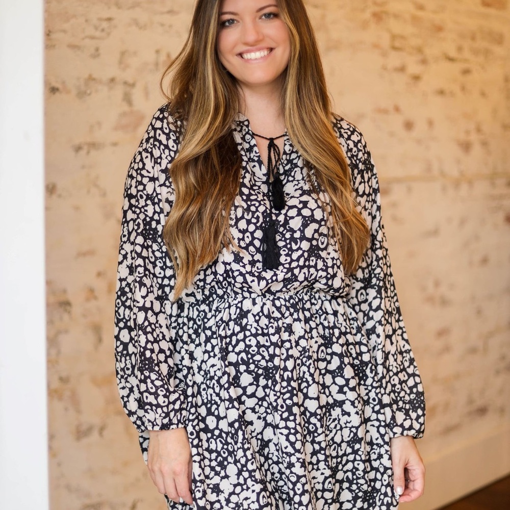 LaRoque Black and White Tie Dress